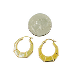 Load image into Gallery viewer, GER135. 14K Gold Hexagon Hollow Hoop Earrings