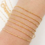 Load image into Gallery viewer, 14K Solid Gold Round Figaro Link Chain