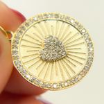 Load image into Gallery viewer, 14K Solid Gold Diamond Charm with Heart in the Center. GDP239