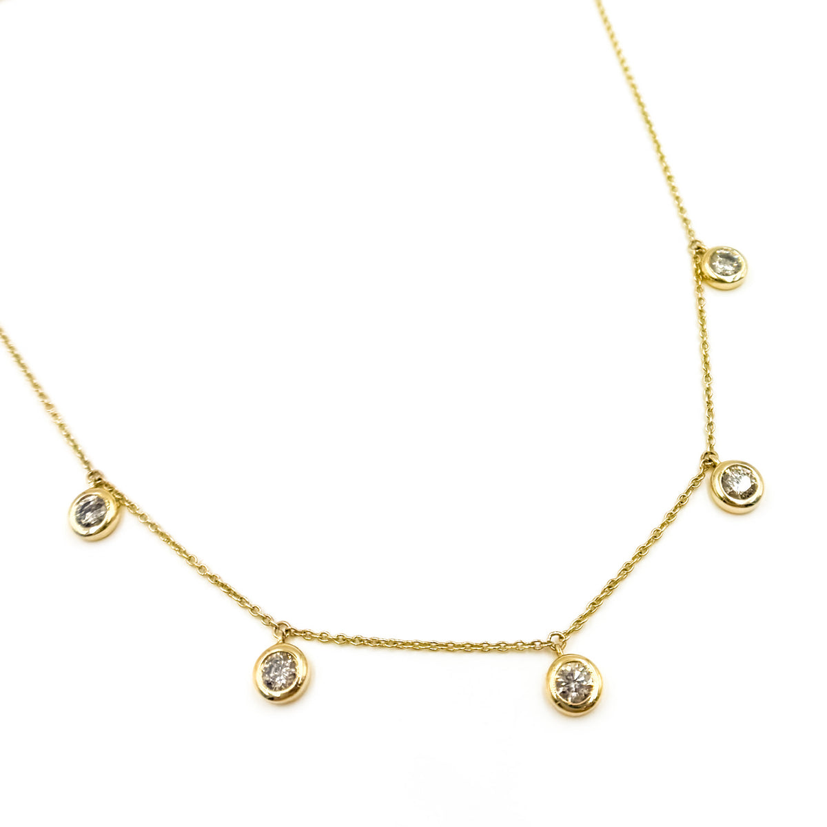 Solid Gold Diamond Dangle Necklace
