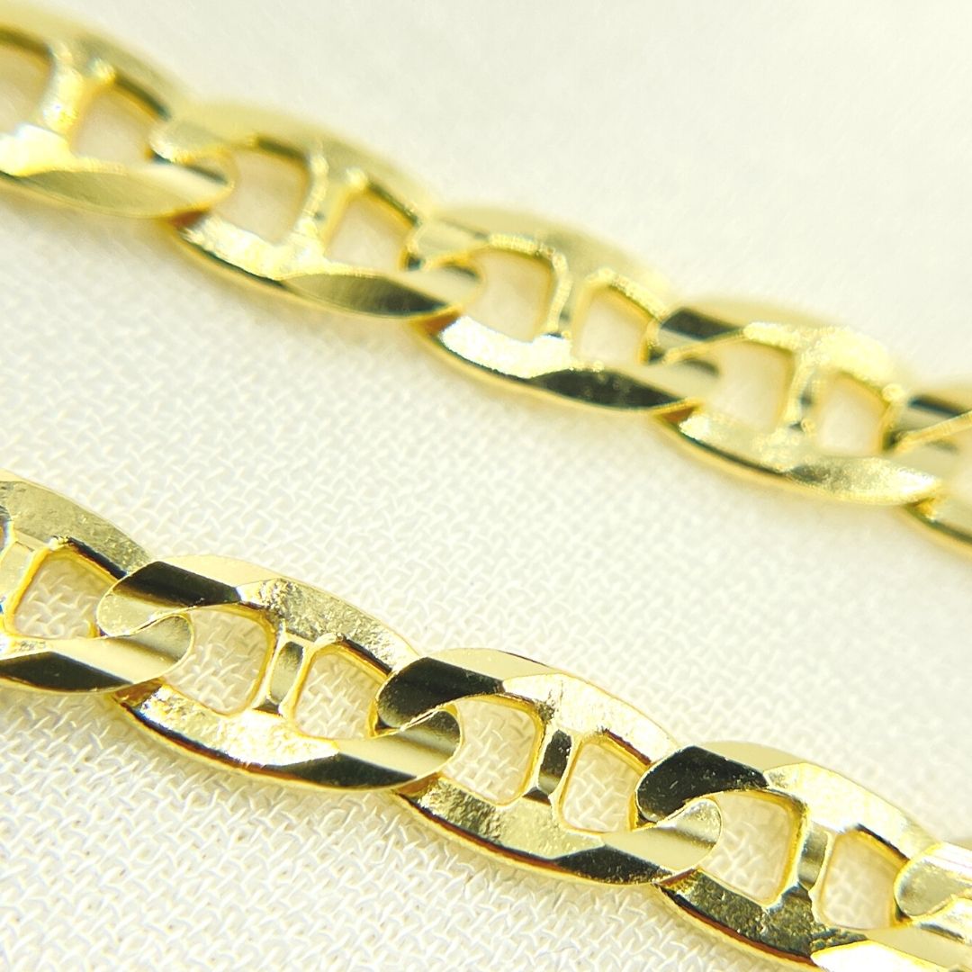 14K Solid Gold Flat Marina Link Chain