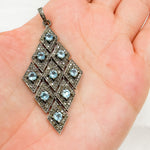 Load image into Gallery viewer, DP170. Diamond Sterling Silver Rhombus Shape Pendant with Gemstone