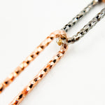 Load image into Gallery viewer, Silver Diamond Cut Long Rose Gold Plated & Short Black Rhodium Paperclip Chain