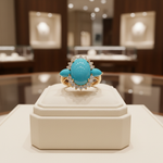 Load image into Gallery viewer, CR97317TQ14X10. 18K Solid Gold Diamond & Turquoise Ring