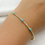 Load image into Gallery viewer, BNH68197TQ. 14K Solid Gold Bangle with Diamonds and Turquoise