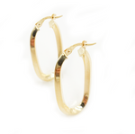 Load image into Gallery viewer, Shop Now 14K Solid Gold Fancy Rectangle Hollow Hoop Earrings