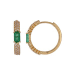Load image into Gallery viewer, EHF57596. 14K Solid Gold Diamond and Gemstone Fancy Hoop Earrings