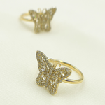 Load image into Gallery viewer, 14K Solid Gold Butterfly Diamond Ring.