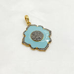 Load image into Gallery viewer, DP520. Diamond & Sterling SilverFlower Enamel Pendant