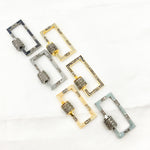 Load image into Gallery viewer, Diamond Sterling Silver Rectangle Enamel Carabiner Clasp