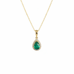 Load image into Gallery viewer, CMB00360EM. 14K Solid Gold Drop-Shaped Emerald and Diamond Charm