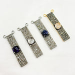 Load image into Gallery viewer, DC8. Silver Diamond and Gemstone Rectangle Connector