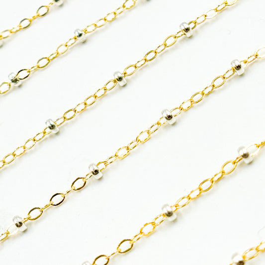 1486TT. Gold Filled with Sterling Silver Bead Satellite Chain