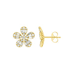 Load image into Gallery viewer, EFL52682. 14K Solid Gold Diamond Baguette Flower Stud Earrings