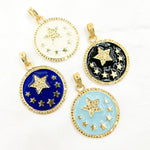 Load image into Gallery viewer, Buy Now Diamond Sterling Silver Star Round Enamel Pendant