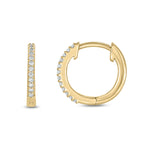 Load image into Gallery viewer, EHB56864. 14K Solid Yellow Gold Diamond Huggie Hoop Earrings