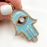 Load image into Gallery viewer, Buy Now Silver Hamsa Pendant with Gemstone