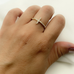 Load image into Gallery viewer, 14K Solid Gold Cross Diamond Ring.