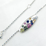 Load image into Gallery viewer, NT405723. 14K Solid Gold Diamond and Multi Sapphire Bar Necklace