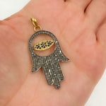 Load image into Gallery viewer, DP049. Diamond Sterling Silver Evil Eye Hamsa Pendant