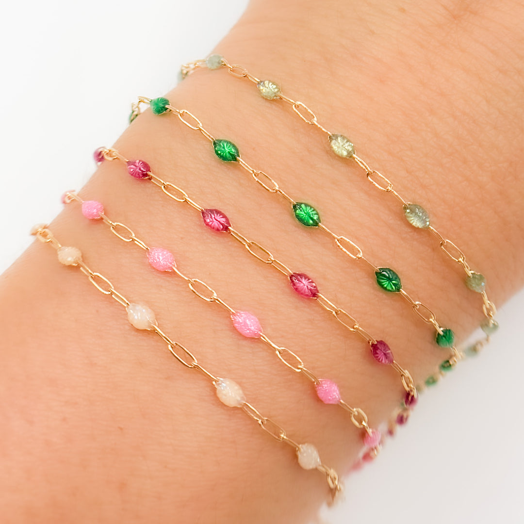 V250ENGF. 14k Gold Filled Enamel Satellite Chains