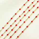 Load image into Gallery viewer, Gold Plated Sterling Silver Enamel Red Color Cable Chains