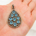 Load image into Gallery viewer, DSP03. Diamond Sterling Silver Tear Drop Shape Pendant with Gemstone