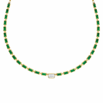 Load image into Gallery viewer, NFF70760. 14K Solid Gold Diamond Rectangle Necklace