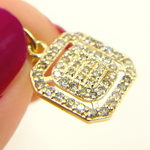 Load image into Gallery viewer, 14K Solid Gold Diamond Square Charm. GDP207