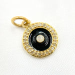 Load image into Gallery viewer, Silver Round Enamel Charm with Gemstone