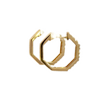 Load image into Gallery viewer, EHE56546. 14k Solid Gold Diamond Octagon Hoops