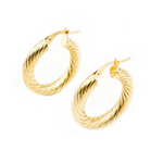 Load image into Gallery viewer, 14K Solid Gold Twisted Round Hollow Hoop Earrings