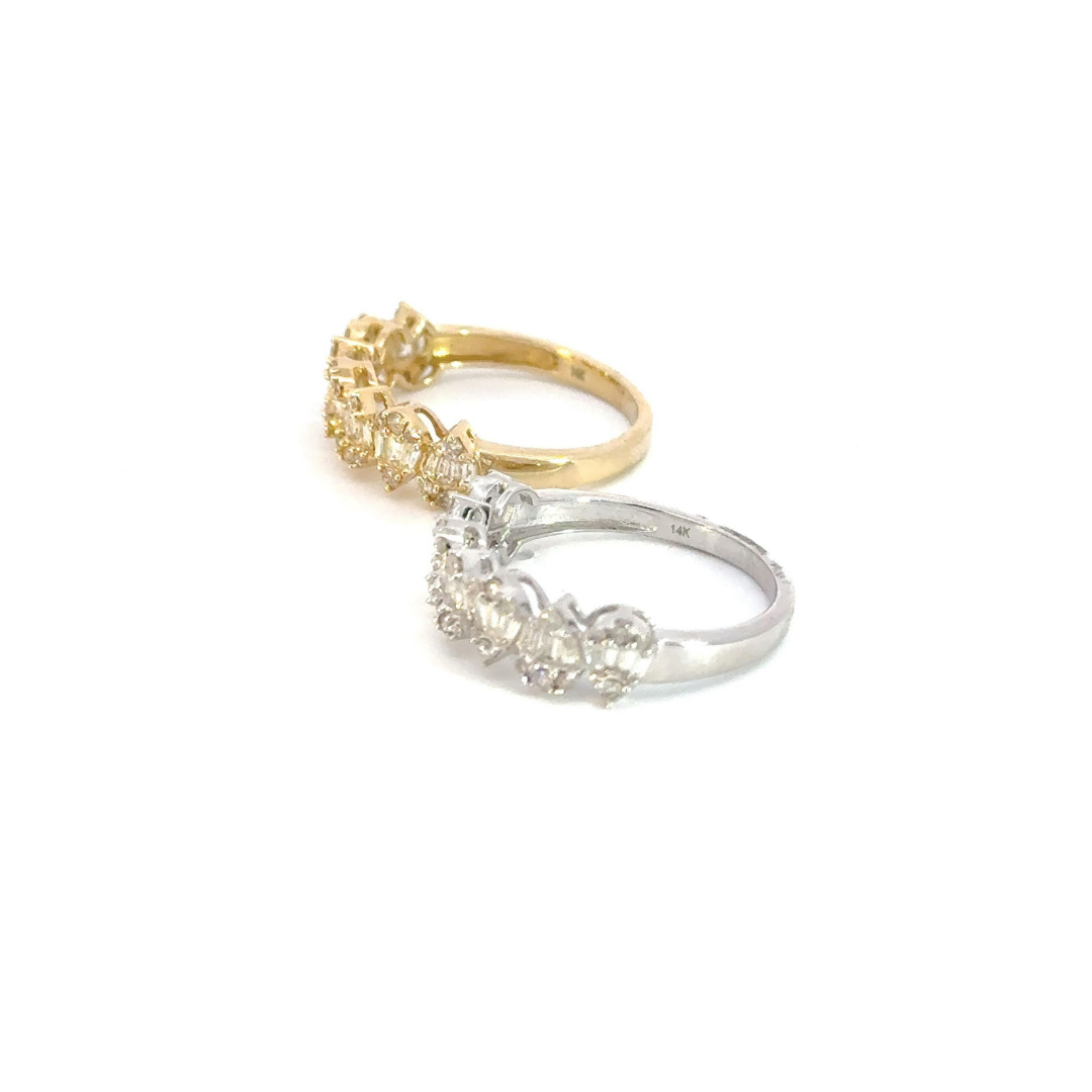14k Solid Gold Baguette Drops Ring. OJR1091