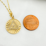 Load image into Gallery viewer, GDP100. 14K Solid Gold with Diamonds Circle Shape Eye of Providence Charm