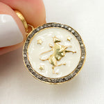 Load image into Gallery viewer, Silver Round Taurus Zodiac Enamel Pendant