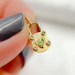 Load image into Gallery viewer, Gold Diamond Heart Lock Charm