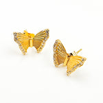 Load image into Gallery viewer, Buy 14K Solid Gold Diamond Butterfly Studs Earrings