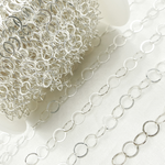 Load image into Gallery viewer, Sterling Silver Flat Round Link Chain