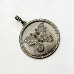 Load image into Gallery viewer, DP381. Diamond Sterling Silver Round Butterfly Pendant with Gemstone