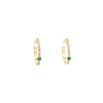 Load image into Gallery viewer, EHC56665EM. 14k Solid Gold Diamond and Emerald Hoops