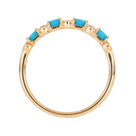 Load image into Gallery viewer, 14K Solid Yellow Gold Diamond and Turquoise Band Ring