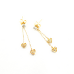 Load image into Gallery viewer, EFB51702. 14K Solid Gold and Diamonds Hearts Dangle Earrings