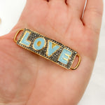 Load image into Gallery viewer, Diamond Sterling Silver Rectangle LOVE Enamel Connector