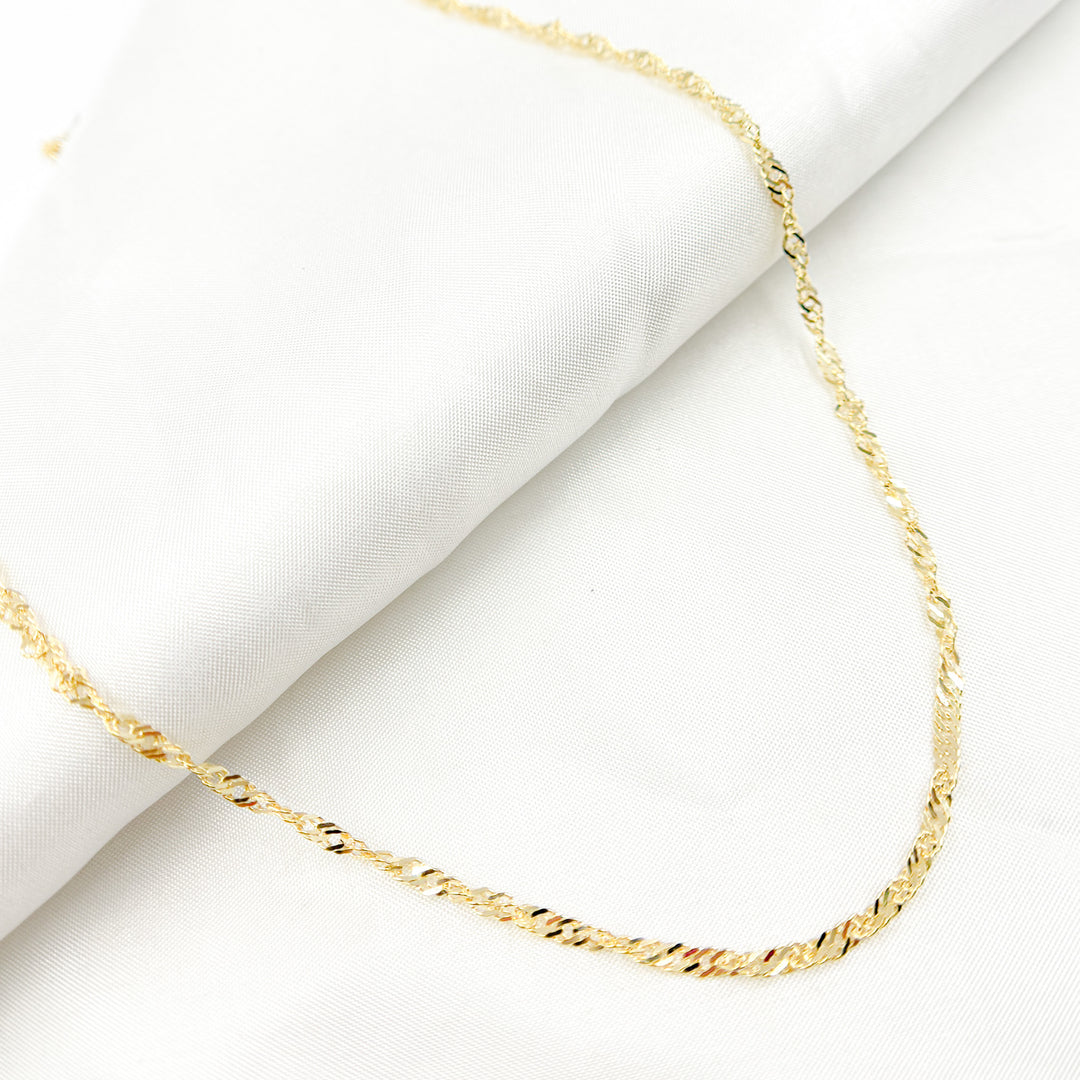 14K Solid Yellow Gold Wheat Necklace