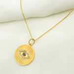 Load image into Gallery viewer, 14K Solid Gold Charm. Circle Pendant with Diamonds and Blue Sapphire. GDP338