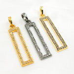 Load image into Gallery viewer, DC031. Diamond Sterling Silver Rectangle Pendant