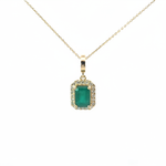 Load image into Gallery viewer, CMC00365EM7X5. 14K Solid Gold Rectangular-Shaped Emerald and Diamond Charm