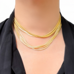 Load image into Gallery viewer, Sterling Silver and Gold Plated Flat Wheat Necklace.