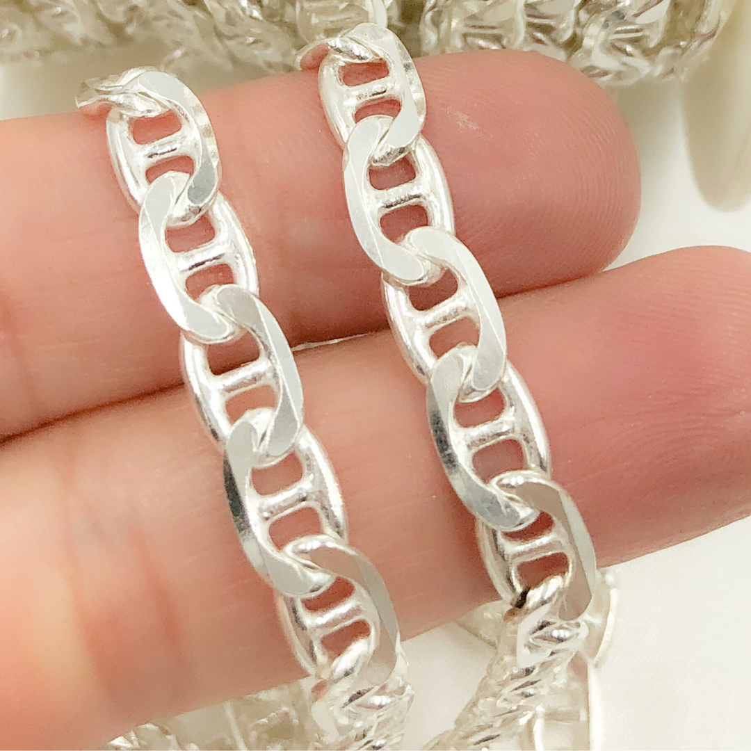 Y78SS. 925 Sterling Silver Flat Marina Chain