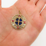 Load image into Gallery viewer, 14K Solid Gold Compass Round Pendants